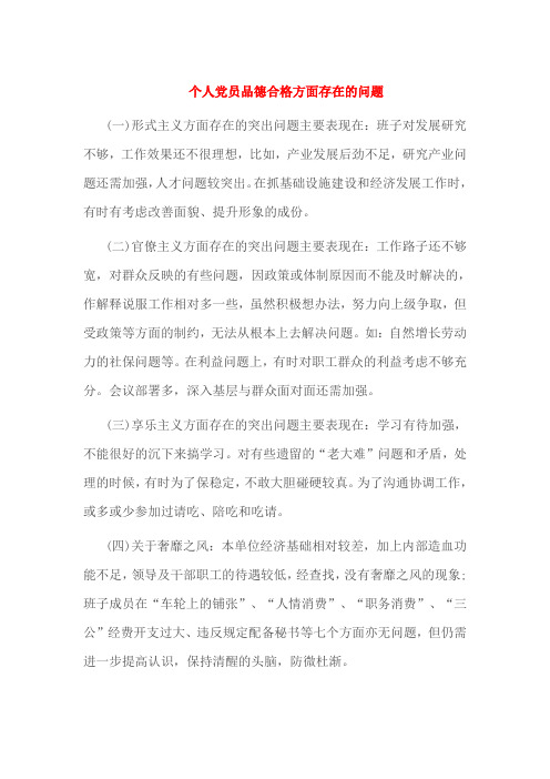 个人党员品德合格方面存在的问题