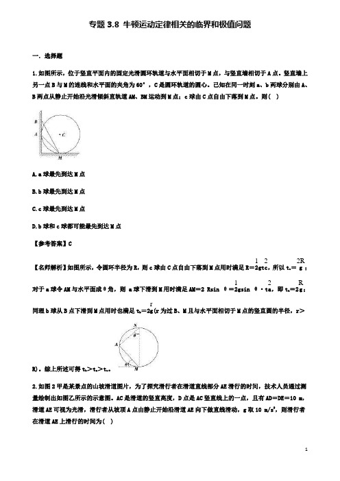 高考物理二轮复习考点第三章牛顿运动定律专题牛顿运动定律相关的临界和极值问题