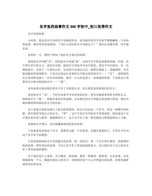 名字里的故事作文500字初中_初三优秀作文