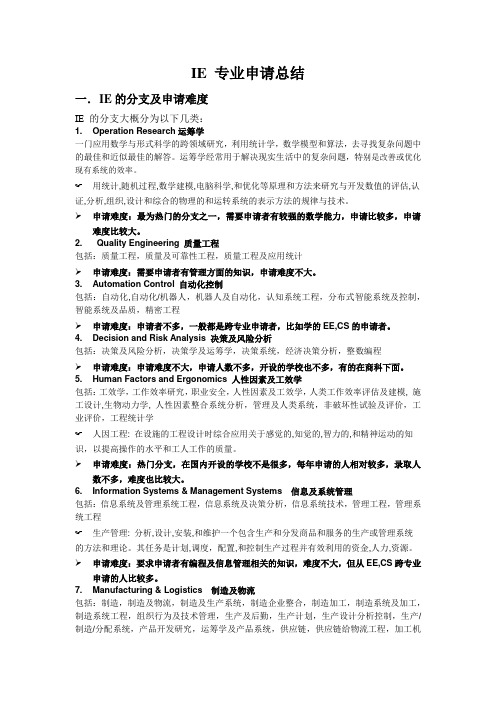 IE专业申请总结——美桥咨询-武杨