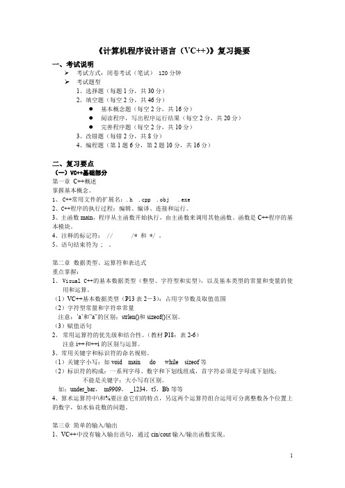 VC  复习提要和重点