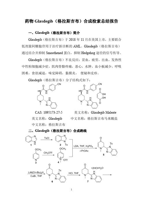 药物Glasdegib(格拉斯吉布)合成检索总结报告