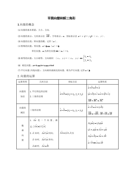 平面向量和解三角形