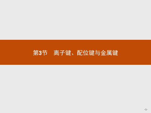 鲁科版高中化学选修3物质结构与性质精品课件 第3节 离子键、配位键与金属键 第1课时 离子键