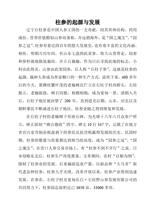 柱参的起源与发展