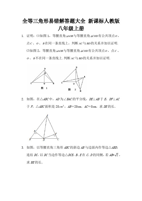 全等三角形易错解答题大全 新课标人教版八年级上册 (17)