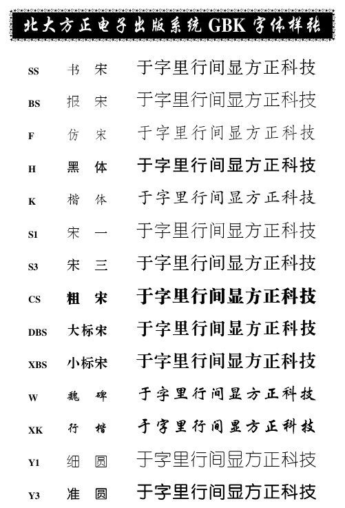 方正字体样张