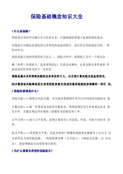 保险基础概念知识大全分析