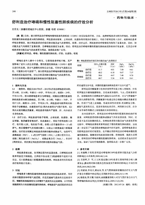舒利迭治疗哮喘和慢性阻塞性肺疾病的疗效分析