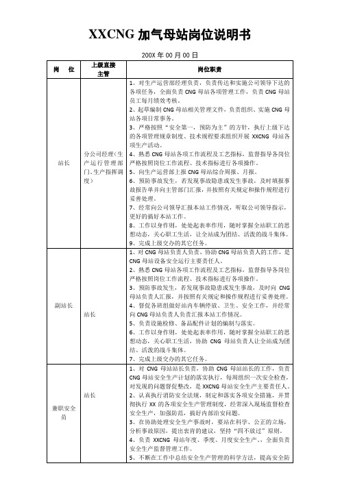 通用CNG母站岗位职责说明