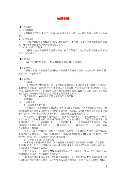 九年级道德与法治上册 第二单元 感受祖国的心跳 第五课 小康家园 第1框触摸小康 总体小康已经实现教