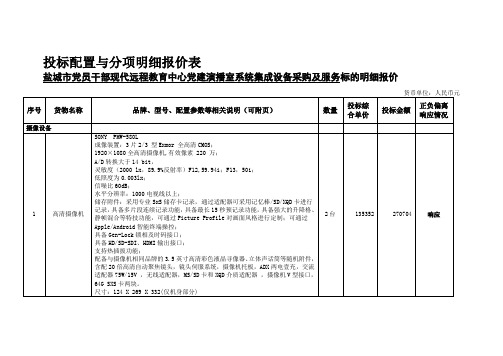 投标配置与分项明细报价表