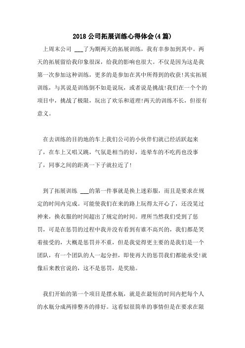 2018公司拓展训练心得体会(4篇)