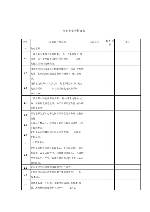 变配电安全检查表