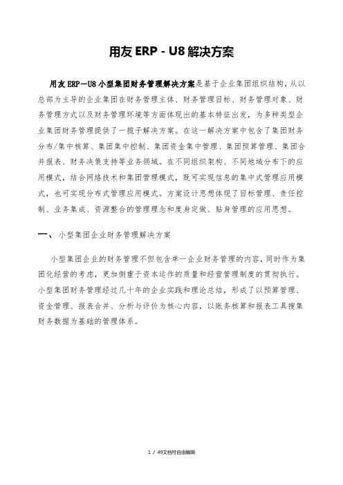 用友U8+小型集团财务管理解决方案