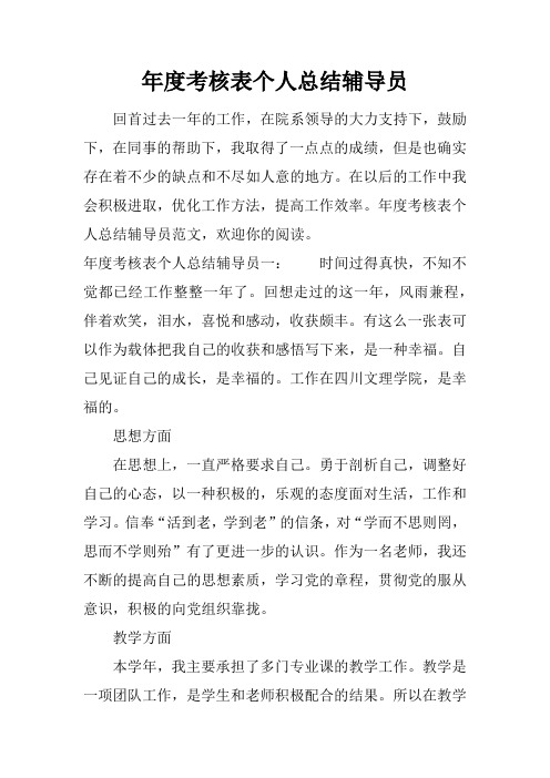 年度考核表个人总结辅导员