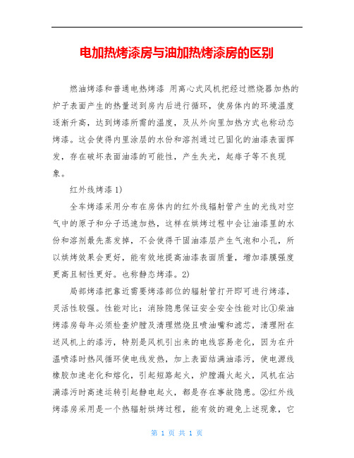 电加热烤漆房与油加热烤漆房的区别