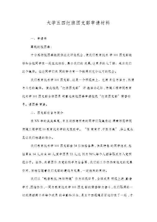 大学五四红旗团支部申请材料