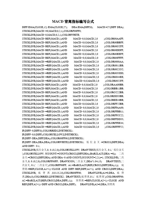 MACD背离指标编写公式