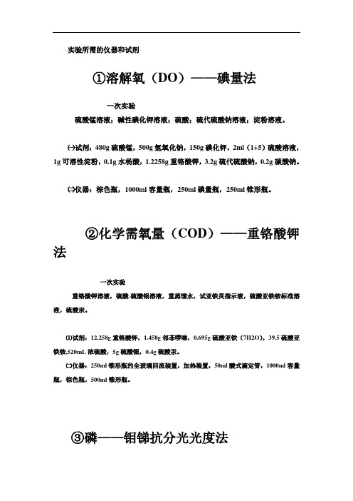 实验所需的仪器和试剂