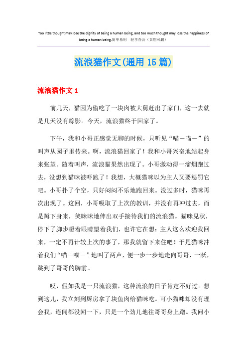 流浪猫作文(通用15篇)