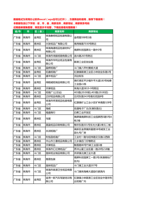 2020新版广东省珠海市纸箱工商企业公司商家名录名单黄页联系电话号码地址大全54家