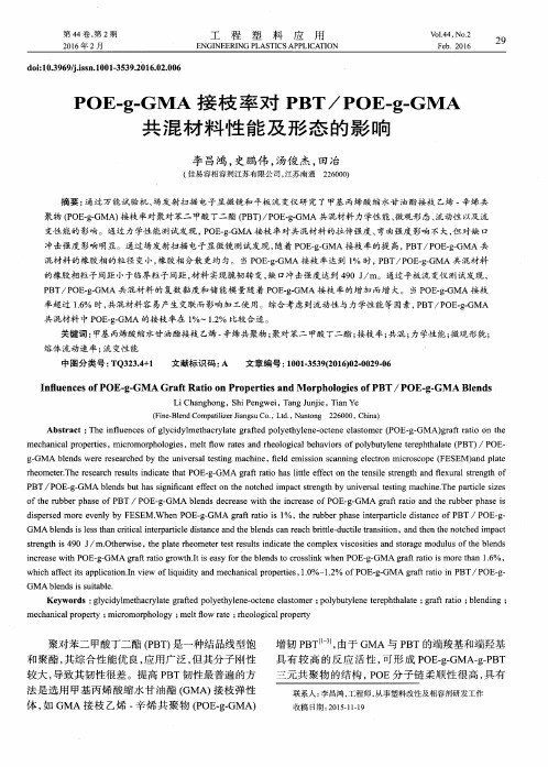 POE-g-GMA接枝率对PBT／POE—g—GMA共混材料性能及形态的影响