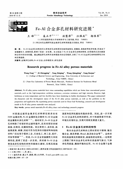 Fe-Al合金多孔材料研究进展