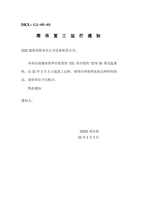塔吊恢复运行通知