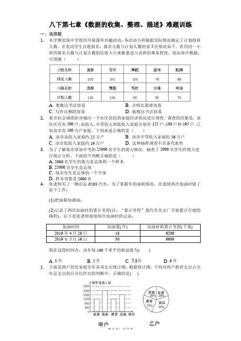 八下第七章《数据的收集、整理、描述》难题训练(有答案)