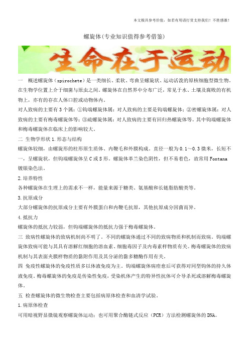 螺旋体(专业知识值得参考借鉴)