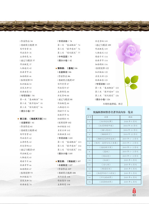 统编版教材推荐名著导读内容一览表