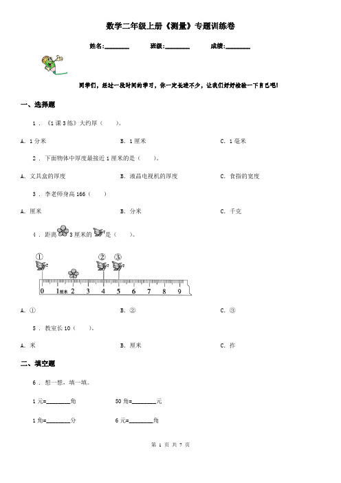 数学二年级上册《测量》专题训练卷
