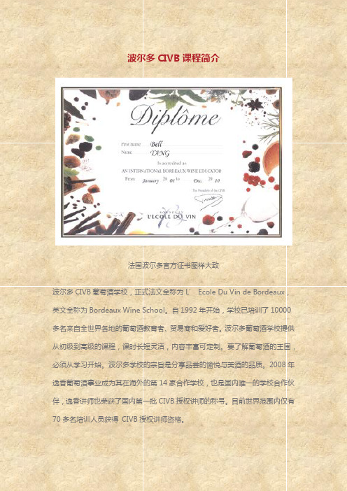 波尔多CIVB课程简介