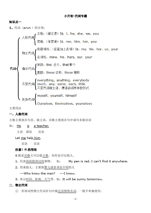 英语小升初-代词专题