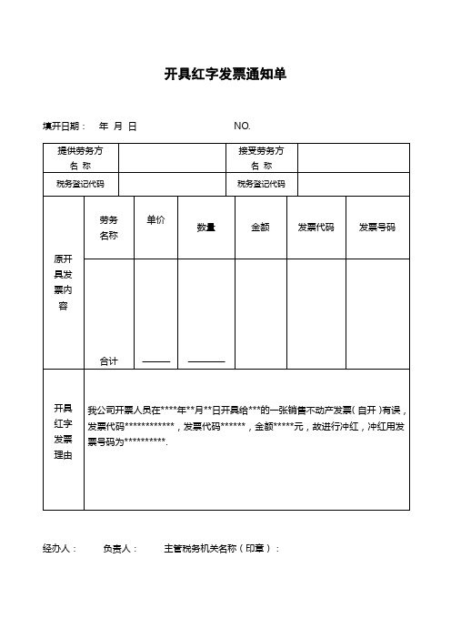 开具红字发票通知单