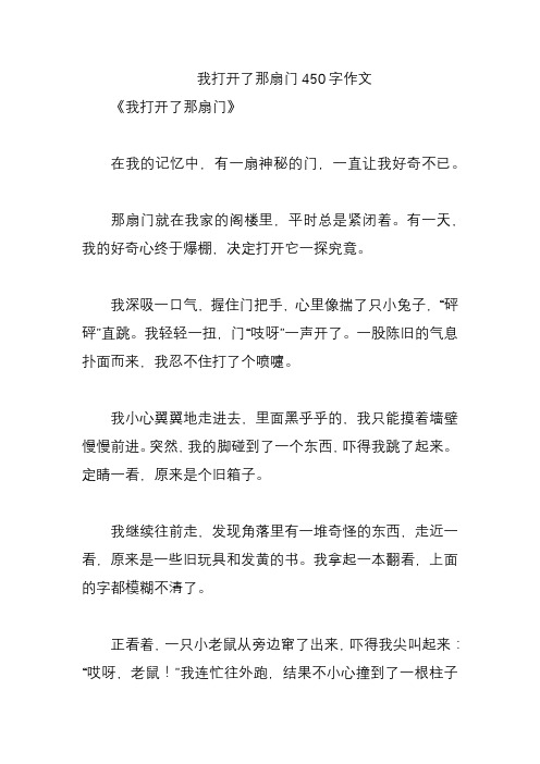 我打开了那扇门450字作文