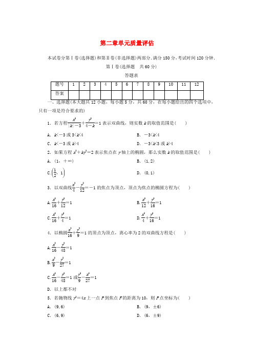 2020_2021学年高中数学第二章圆锥曲线与方程单元质量评估习题含解析北师大版选修1_1