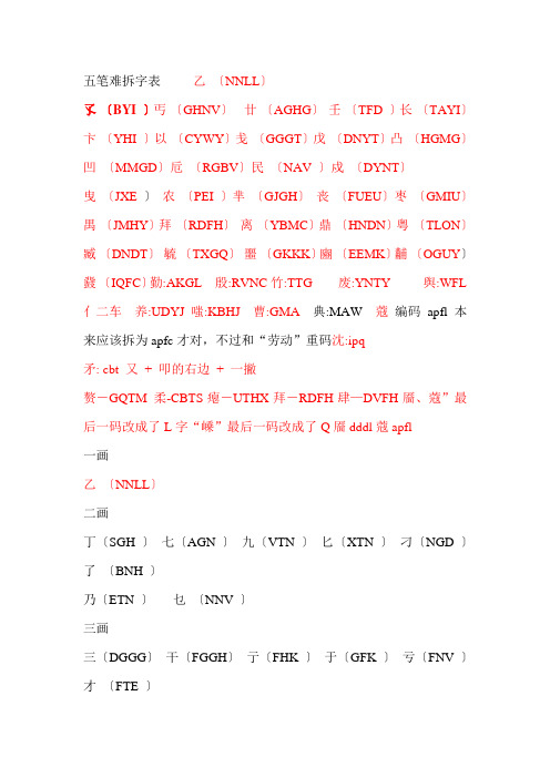 五笔难拆字表_____乙