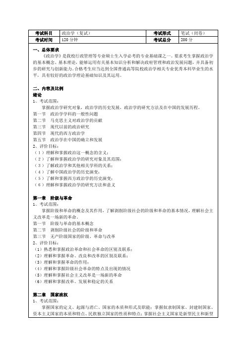 2015电子科大政治学考纲(复试)