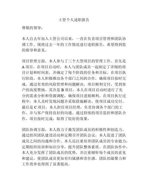 土管个人述职报告