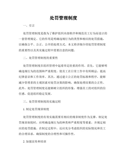 处罚管理制度
