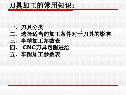 刀具加工的常用知识(CNC及车刀加工)及不同刀具加工参数