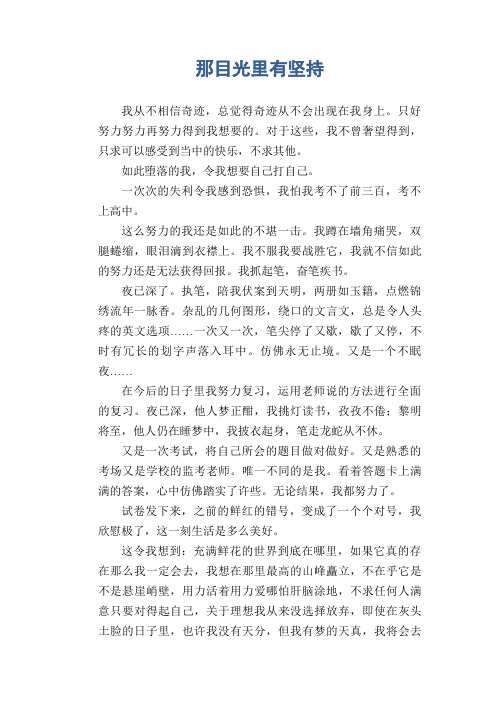 中学生满分作文精选：那目光里有坚持