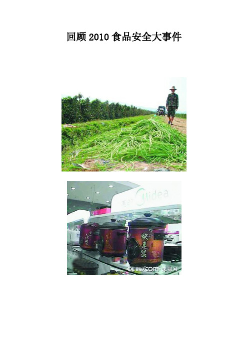 回顾2010食品安全大事件
