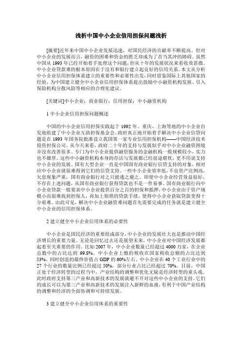 浅析中国中小企业信用担保问题浅析