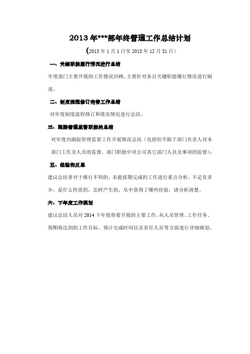 2013年总结计划模板