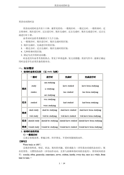 英语动词的时态