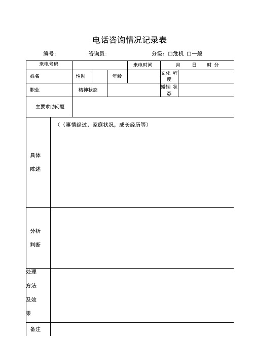 心理咨询记录表(合集)