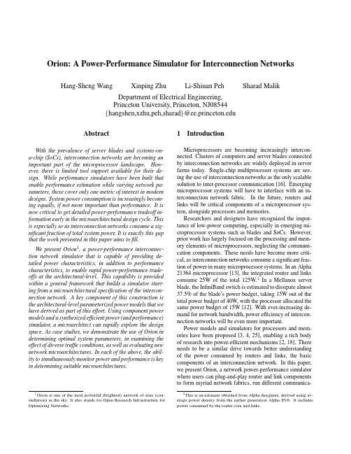 Orion A Power-Performance Simulator for Interconnection Networks